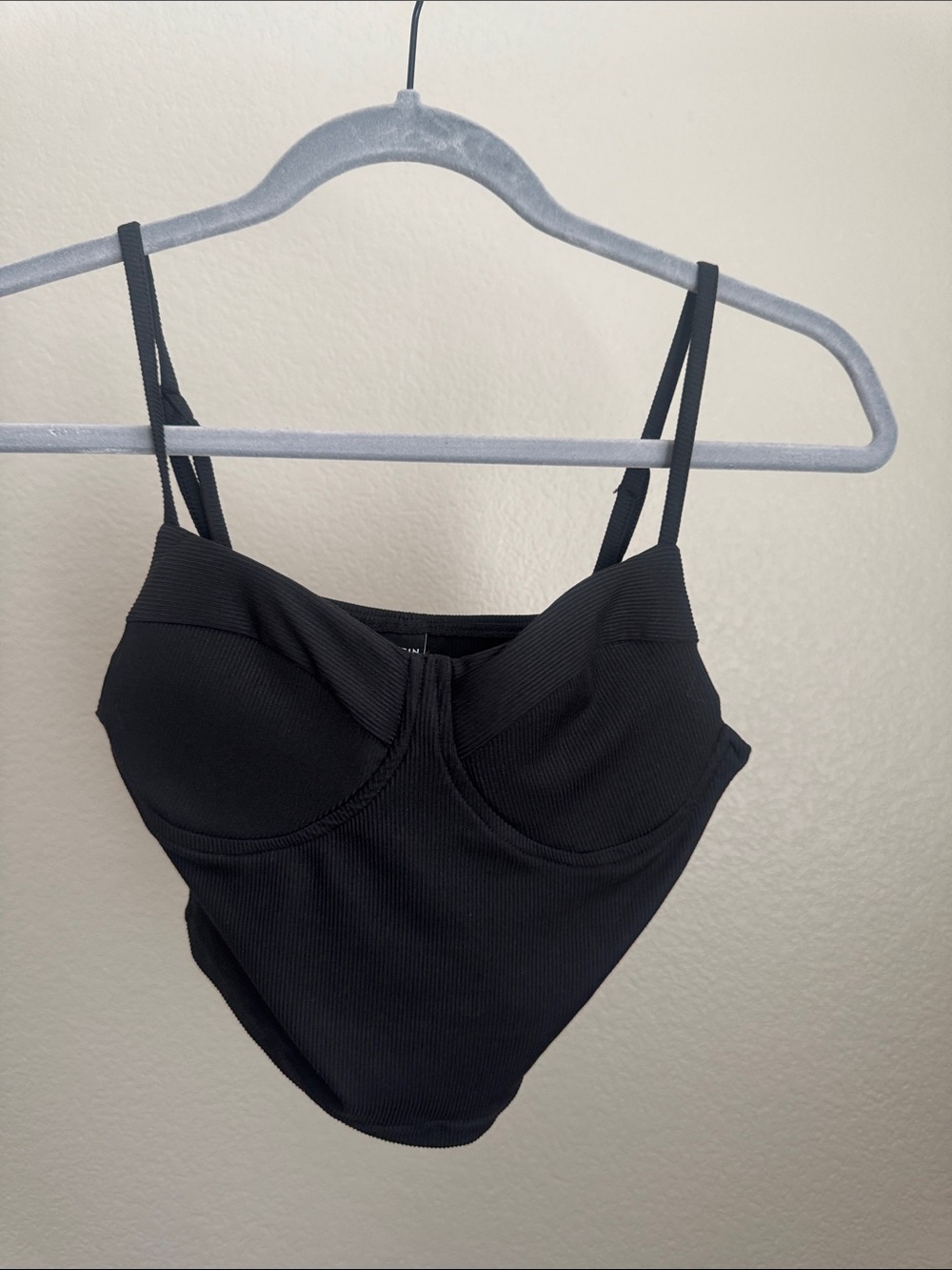 SHEIN Black Ribbed Cami Crop Top